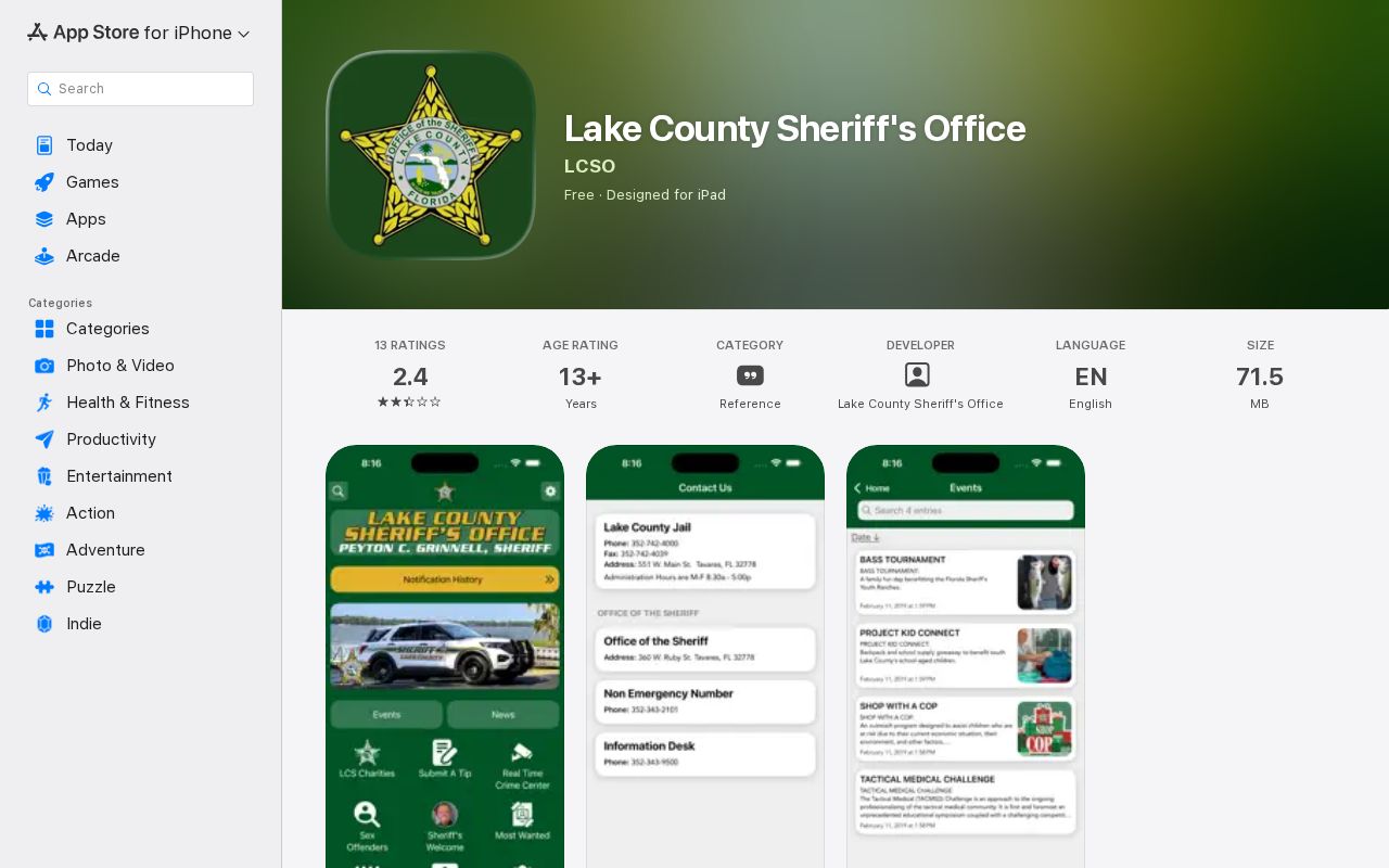 Official Lake County Sheriff app for inmate and recent arrest records